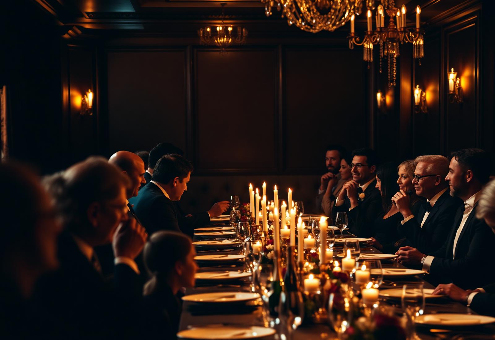 Candlelit private dinner among professionals