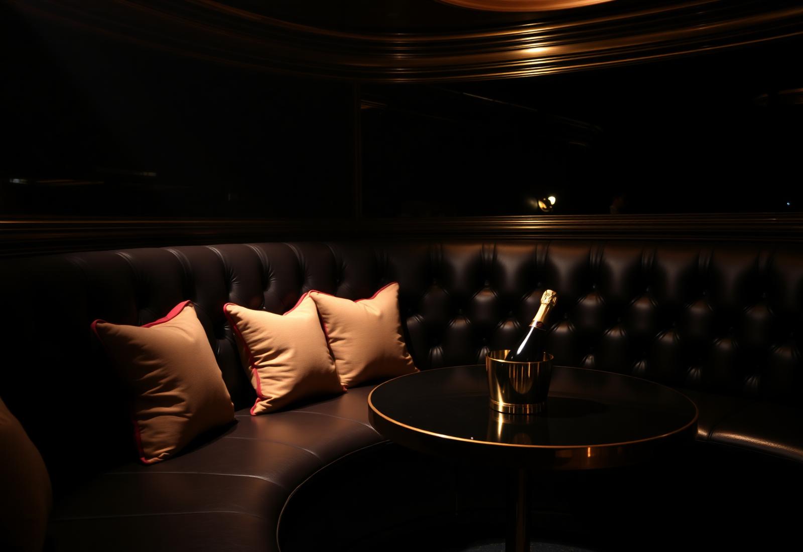 Empty luxury VIP booth with champagne
